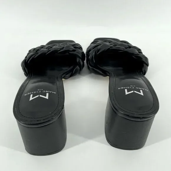 Marc Fisher LTD Nahea 2 Women’s Black Leather Block Heel Sandals Size 6.5 - Picture 4 of 8